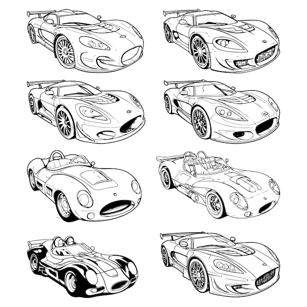 Vector coloring book car for small children white black vector