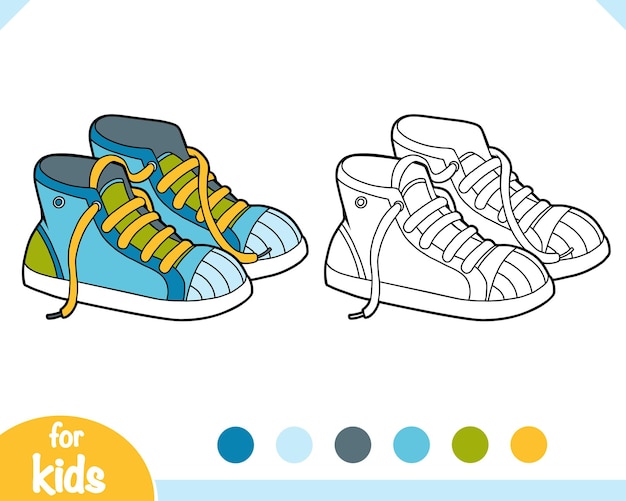 Coloring book cartoon shoe collection sneakers