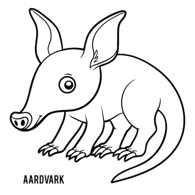 Vettore libro da colorare per bambini, aardvark