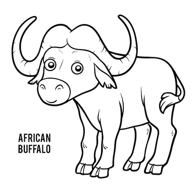 Coloring book for children, African buffalo