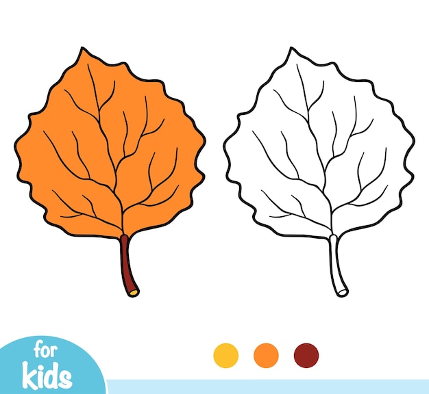 Coloring book for children, Aspen leaf