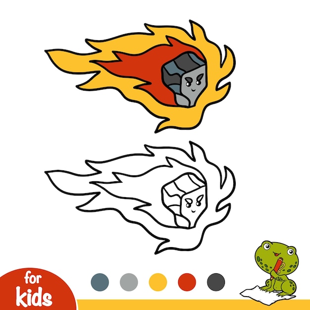 Libro da colorare per bambini asteroide con un viso carino
