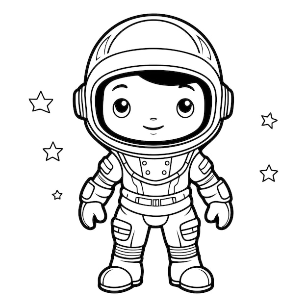 Coloring book for children astronaut in spacesuit