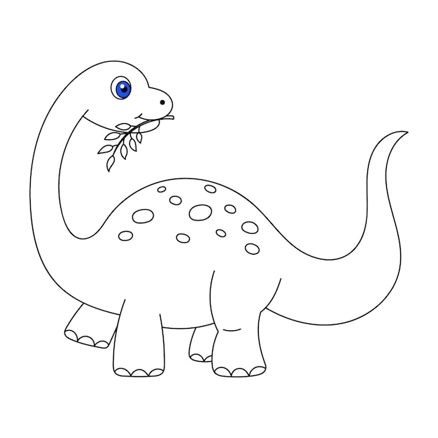 Vettore libro da colorare per bambini illustrazione di diplodocus bambino isolato su sfondo bianco
