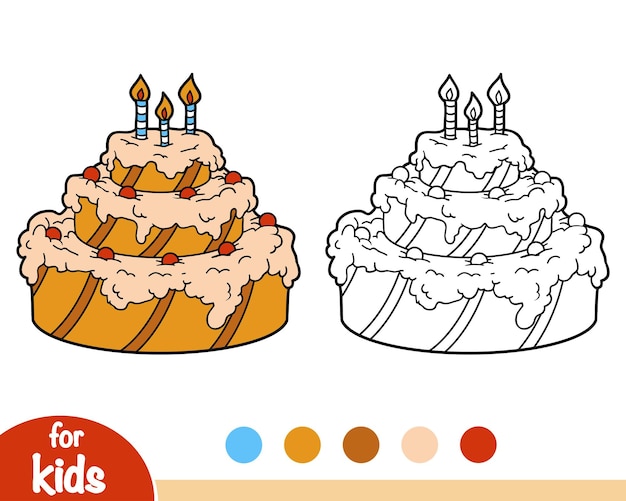 Coloring book for children Birthday cake