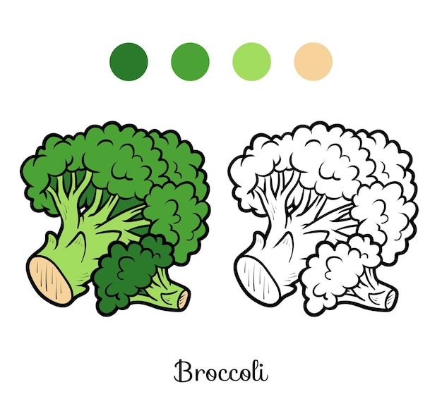 Libro da colorare per bambini, broccoli