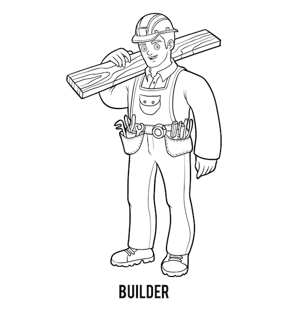 Coloring book for children, builder