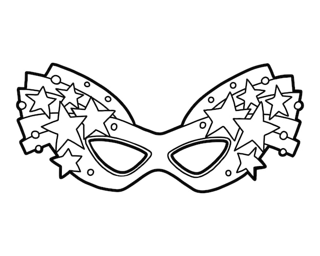 Vector coloring book for children carnival mask with stars