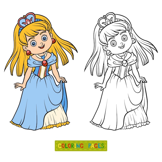 Coloring book for children, cartoon character, Princess