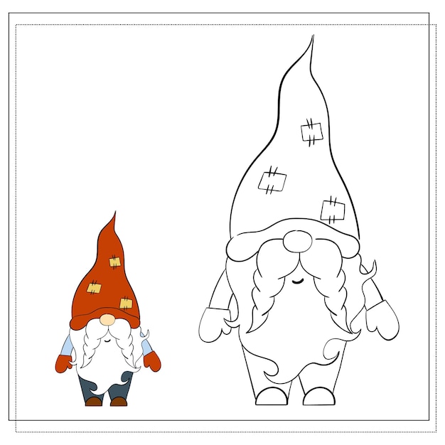 어린이를 위한 색칠하기 책 Cartoon Christmas Gnome