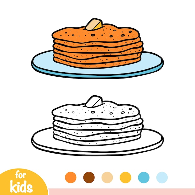 Coloring book for children, cartoon pancakes