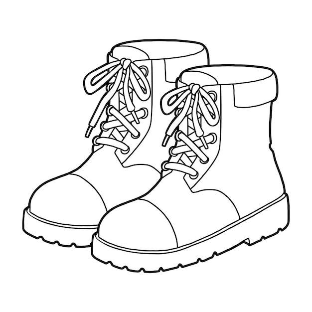 Coloring book for children cartoon shoe collection Brown boots