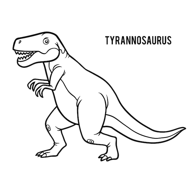 Vector coloring book for children, cartoon tyrannosaurus