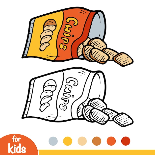 Libro da colorare per bambini sacchetto di patatine