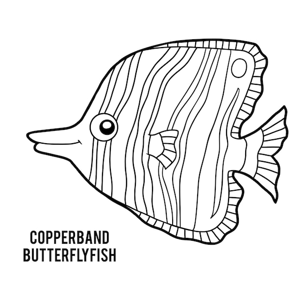 Coloring book for children Copperband butterflyfish