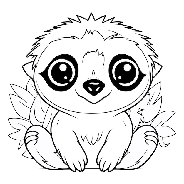 Vector coloring book for children cute baby sloth