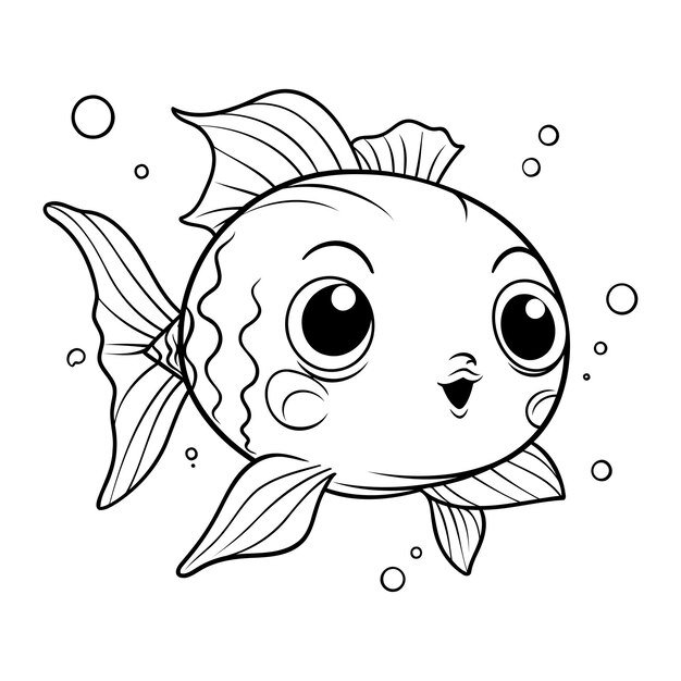 Vettore libro da colorare per bambini un simpatico pesce illustrazione vettoriale