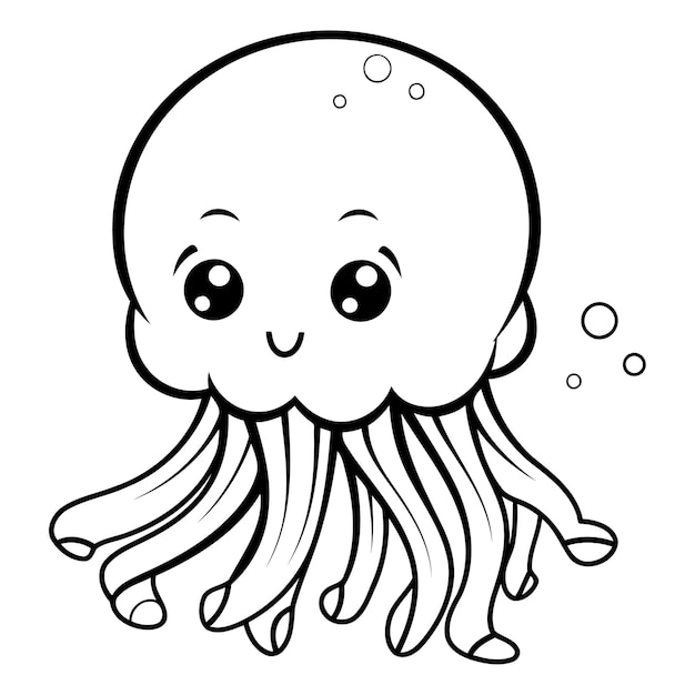 Vector coloring book for children cute jellyfish on a white background