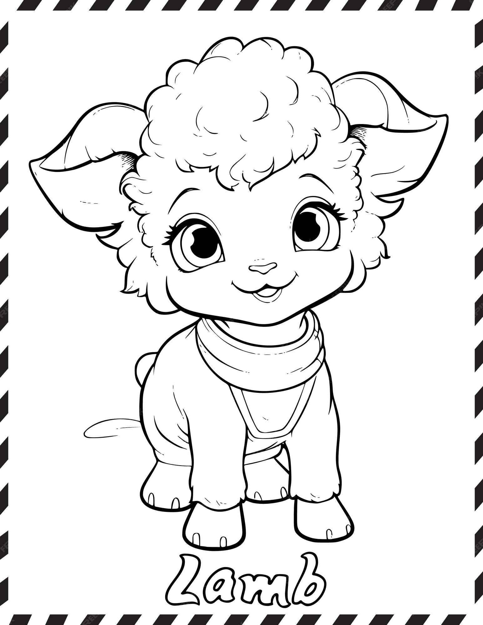 Premium Vector | Coloring Book Children Cute Little Lamb Coloring Page
