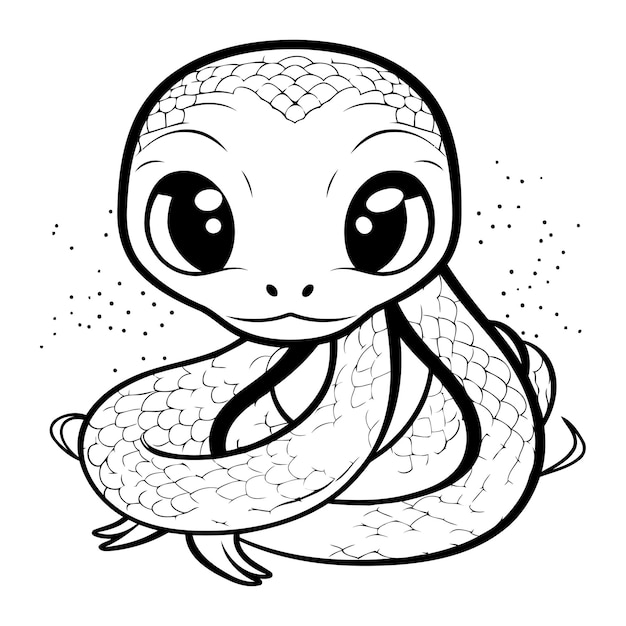 Coloring book for children Cute snake Vector illustration