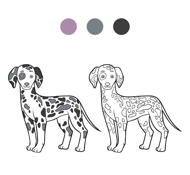 Libro da colorare per bambini razze di cani dalmata