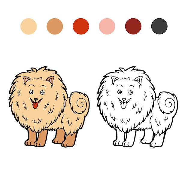 Coloring book for children Dog breeds Pomeranian