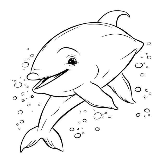 Vector coloring book for children dolphin dolphin vector illustration