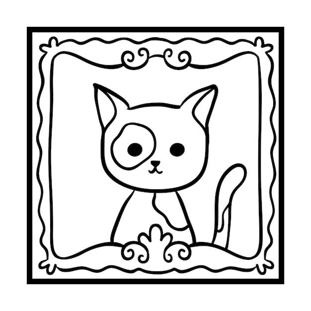 Coloring book for children, Framed cat photo