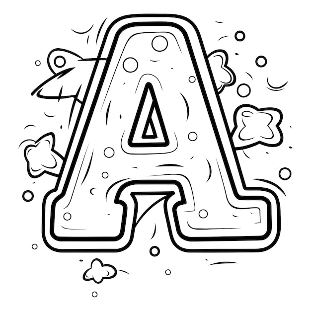 Coloring book for children Letter A in doodle style