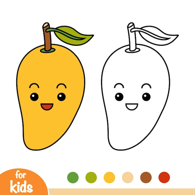 Coloring book for children Mango with a cute face