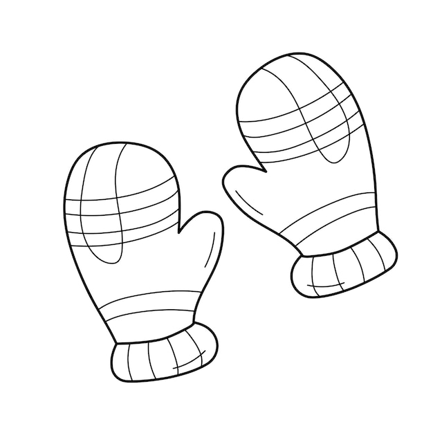 Vector coloring book for children mitten with a stripe pattern on white background