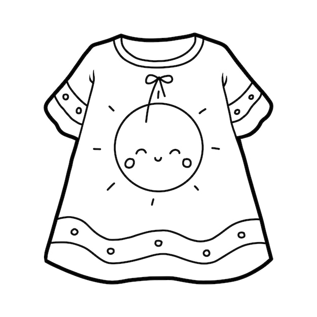 Coloring book for children Nightdress with cute sun