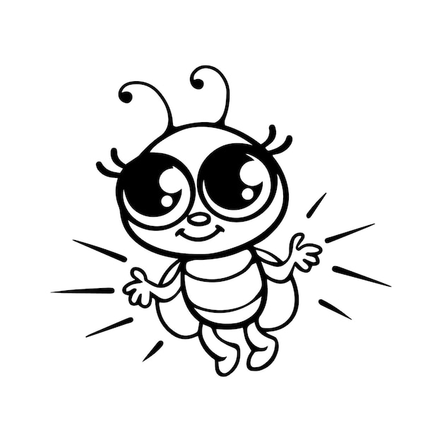 Coloring book children s insect baby firefly firefly isolated line cartoon logo flying icon