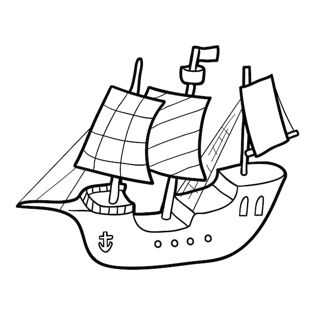 Coloring book for children, Sailing ship