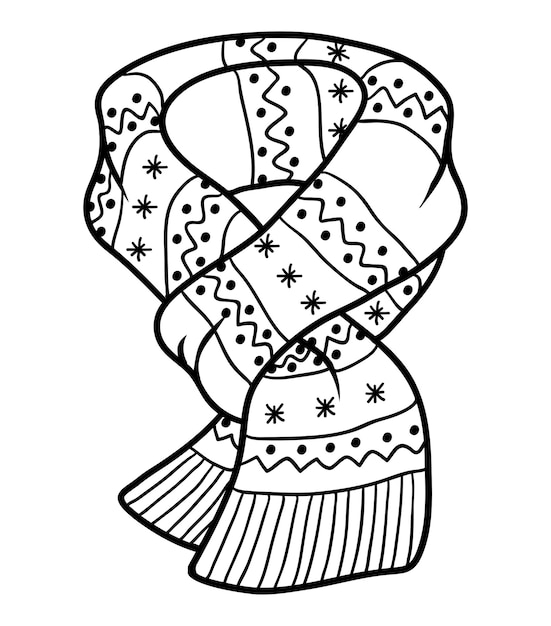 Coloring book for children, scarf with geometric pattern