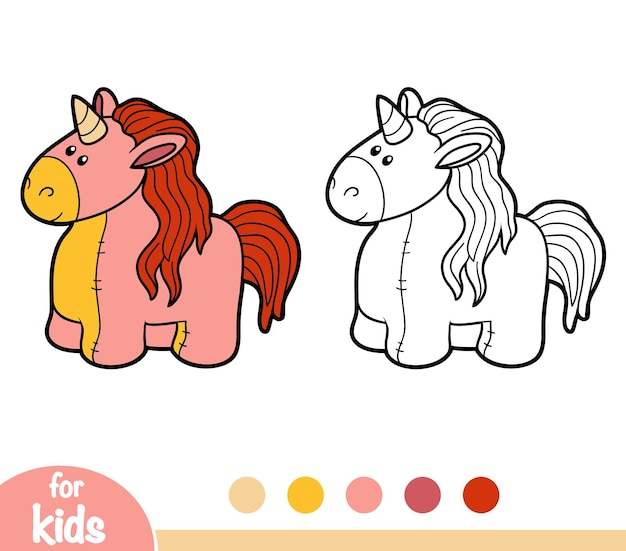 Coloring Book For Children, Stuffed Toy Unicorn