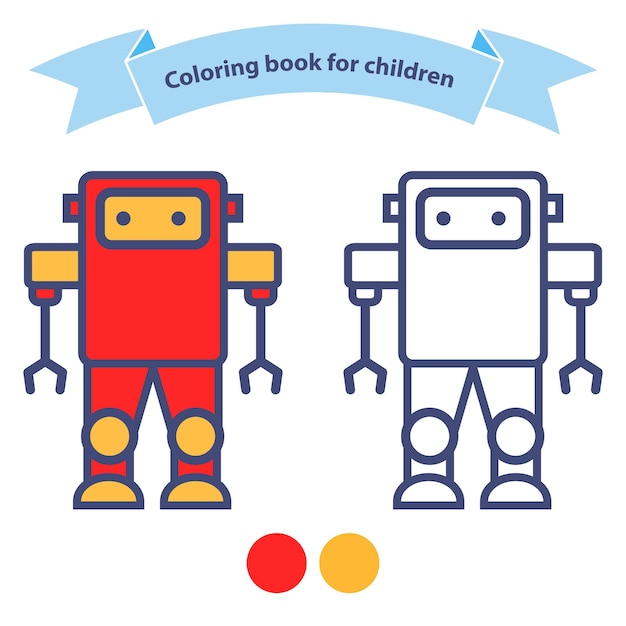 Coloring book for children. Toy robot.