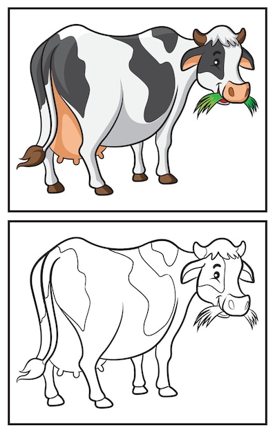 Coloring book cute cow  Coloring page