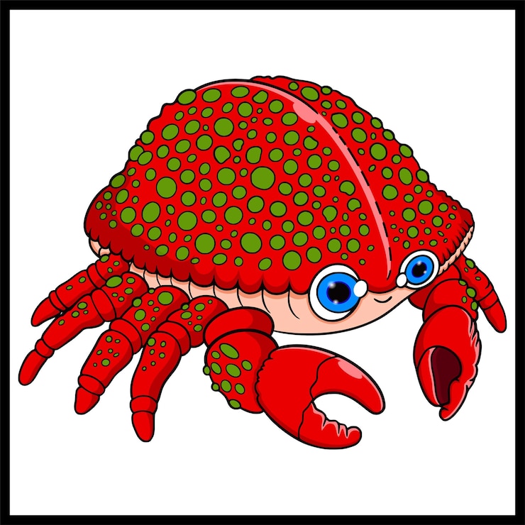 Vector coloring book cute crab coloring page and colorful character
