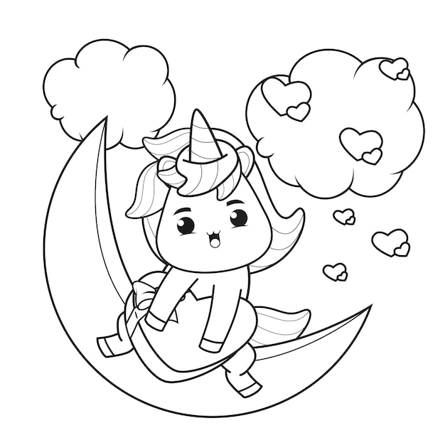 Coloring Book Cute Unicorn voor Valentijnsdag illustratie
