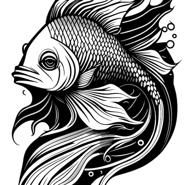 coloring book of deep sea fish in the style of realism rounded lines high detail geometric