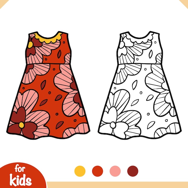 Coloring book Dress with a flower pattern