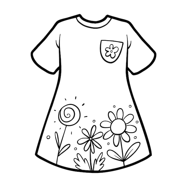 Coloring book Dress with a flowers