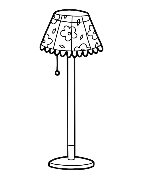 Coloring book Floor lamp with a flower pattern