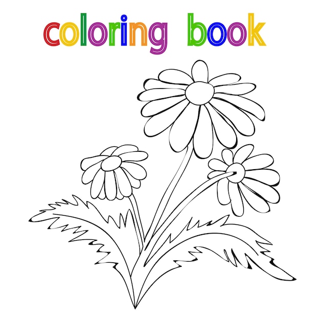 Vettore libro da colorare fiori semplici