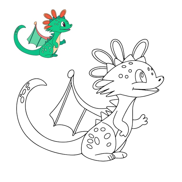 子供のための塗り絵漫画のキャラクターかわいい動物小さなドラゴン