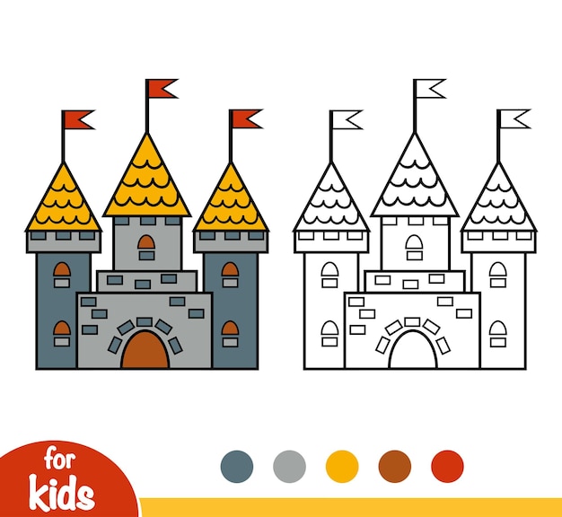子供のための塗り絵、城