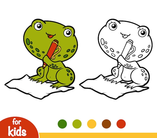 Книжка-раскраска для детей, лягушка