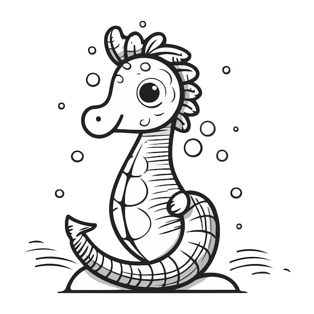 Книга для раскраски для детей смешной морской конь векторная иллюстрация