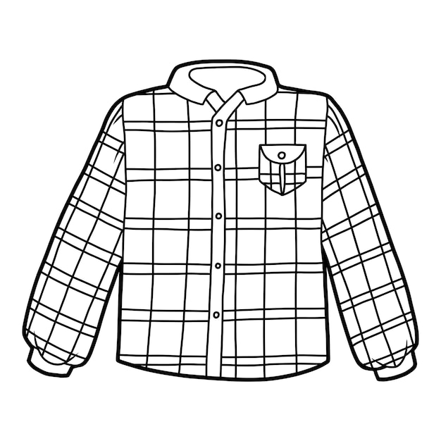 Вектор Книжка-раскраска для детей мужская рубашка в шотландскую клетку